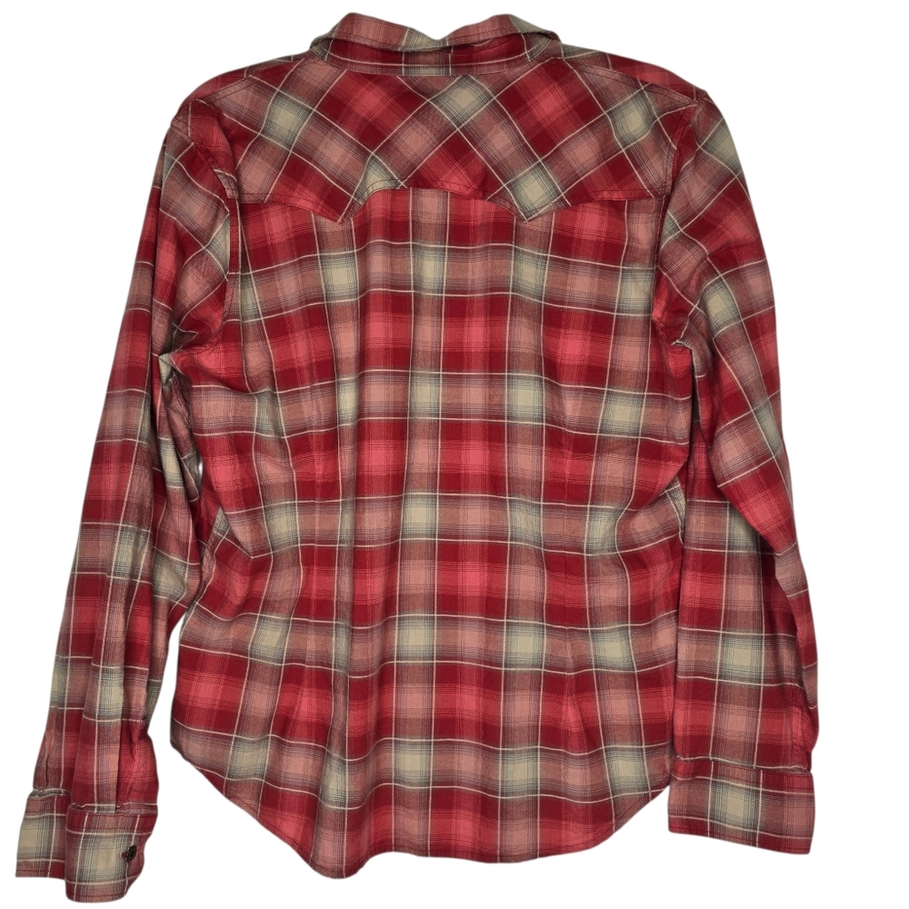 Chaps red and tan plaid long-sleeve cotton shirt - Picture 2 of 4